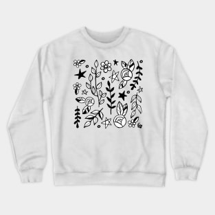 Black & White Nature Doodle Crewneck Sweatshirt